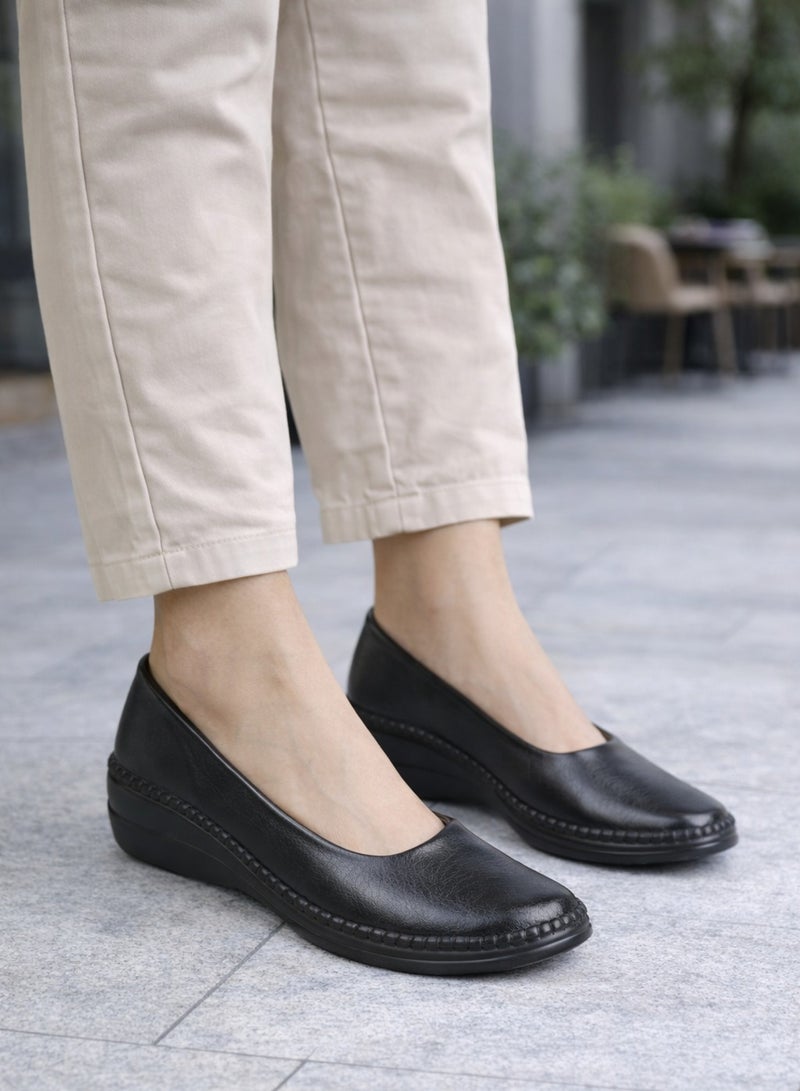 SD.Felano SD Felano Women Comfort Slip On Shoes | Soft Cushioned Insole | Lightweight Daily Walking Shoes | Anti Slip Rubber Sole | Closed Toe Low Wedge | Extra Office Work Shoes For Long Standing And Daily Use - Image 4